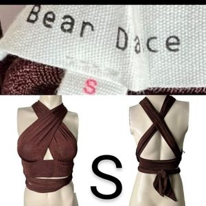 🆕Brown Stretchy Halter Wrap Crop Top~Size S